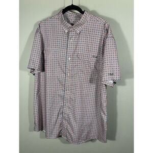 Huk MENS XXL 2XL Performance Fishing Shirt Outdoor Pockets Red White Blue